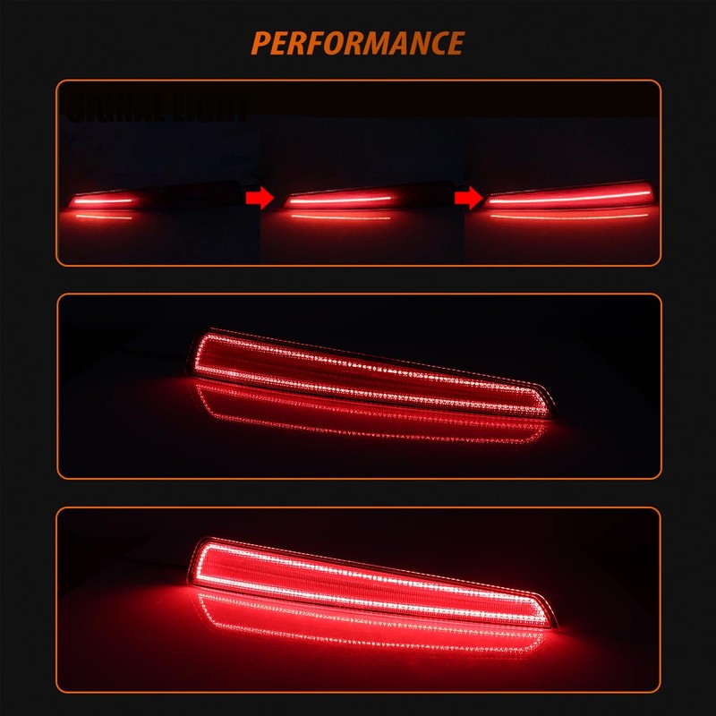 ADIIL Red Rear Bumper LED Bar Reflector Tail Brake Signal