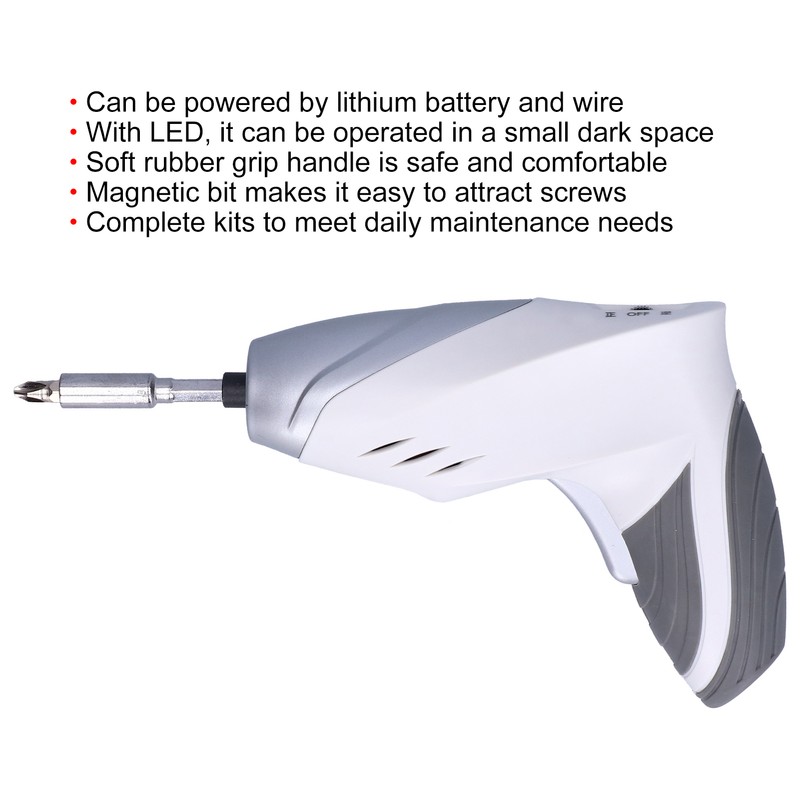 Electric Screwdriver Rechargeable Drill with LED Magnetic Bits HandHeld Power