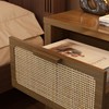YAUKOMEL Rattan Nightstand, Mid Century Modern Bedside Table with Opening