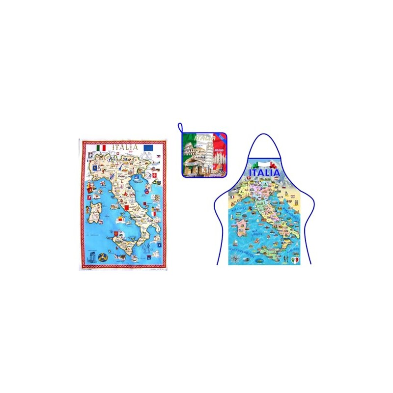 Set of 3 Tea Towel Apron Pot Holder Cotton Kitchen