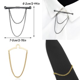 LONGHAO Set of 4 Tie Collar Pins, Collar Bar Pins, Men's Tie Clips Chain, Men's Tie Clips Chain, Tie Chain for Men, for Valentine's Day, Anniversary, Dating, Wedding, Alloy, Alloy