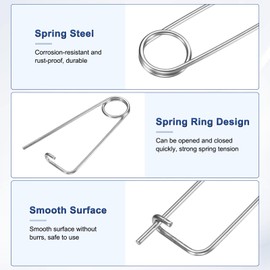 M METERXITY 2-Pack Brooch Shape Cotter Safety Pin, 4x100mm Stainless Steel Pins Quick Lock Brooch Fastener for Garden/Lawn/Farm Hook, Heavy Retainer Clips