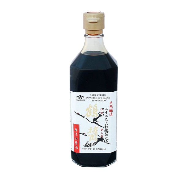 Yamaroku Shoyu Pure Artisan Dark Sweet Japanese Premium Gourmet Barrel Aged 4 Year Soy Sauce "Tsuru Bisiho", 18oz (532ml) (18oz, 1)… (1 Pack)