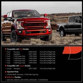 A-Premium Front 4WD Auto Locking Hub Actuator Axle Hub Link Assembly Compatible with Ford F-250 F-350 F-450 F-550 Super Duty 1999-2004, Expedition 2001-2002, Excursion 2000-2005 & Lincoln Navigator