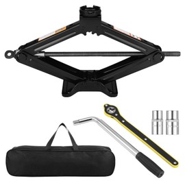 Knpwer Car Jack with Wheel Cross, Scissor Jack for Car Load, 3 Tonnes (6,600 lbs), Car Jack Set, with Ratchet Keys and Telescopic Wheel Nuts Keys, with 2 Sockets for SUV and Car