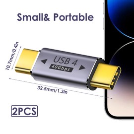 USB C Male to Male Adapter 40 Gpbs, 8K @ 60Hz Video Transmission USB C to Type C Adapter 100W Fast Charging, Compatible with Thunderbolt 3/4, USB 4.0 and Type C Devices such as Laptop Tablet