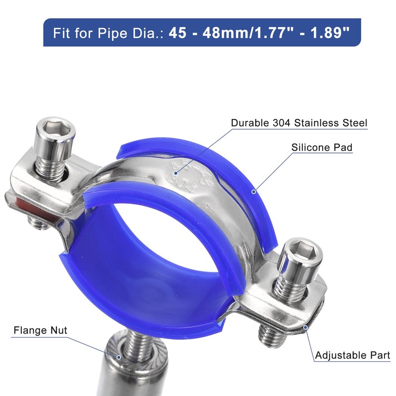 sourcing map 2Pcs Stainless Steel Pipe Supports Wall Mount Ceiling