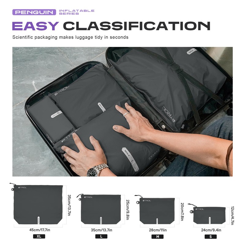 ETROL Travel Packing Cubes Set of 3, Waterproof Compression Storage