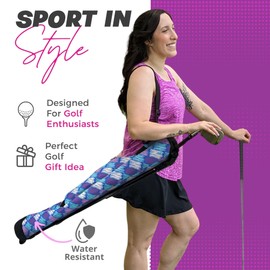 Taboo Fashion Sunday Golf Bags for Women - Lightweight Golf Range Bag with Self Flexing Stand and Shoulder Strap for Driving Range, Par 3 or Executive Course (Posh Blue)