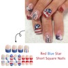24Pcs 4th of July Press on Nails Shiny American Flag