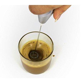 Milk Frother Silver Handheld Stainless Steel, Portable and Powerful Foam Maker for Coffee
