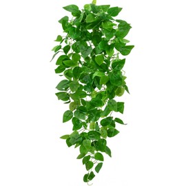 BLEUM CADE 1Pcs Fake Hanging Plants, 9 Branch Artificial Hanging Plant, Lush Faux Pothos Vines for Home Room Wall Shelf Porch Outdoor Indoor Decor (No Baskets)