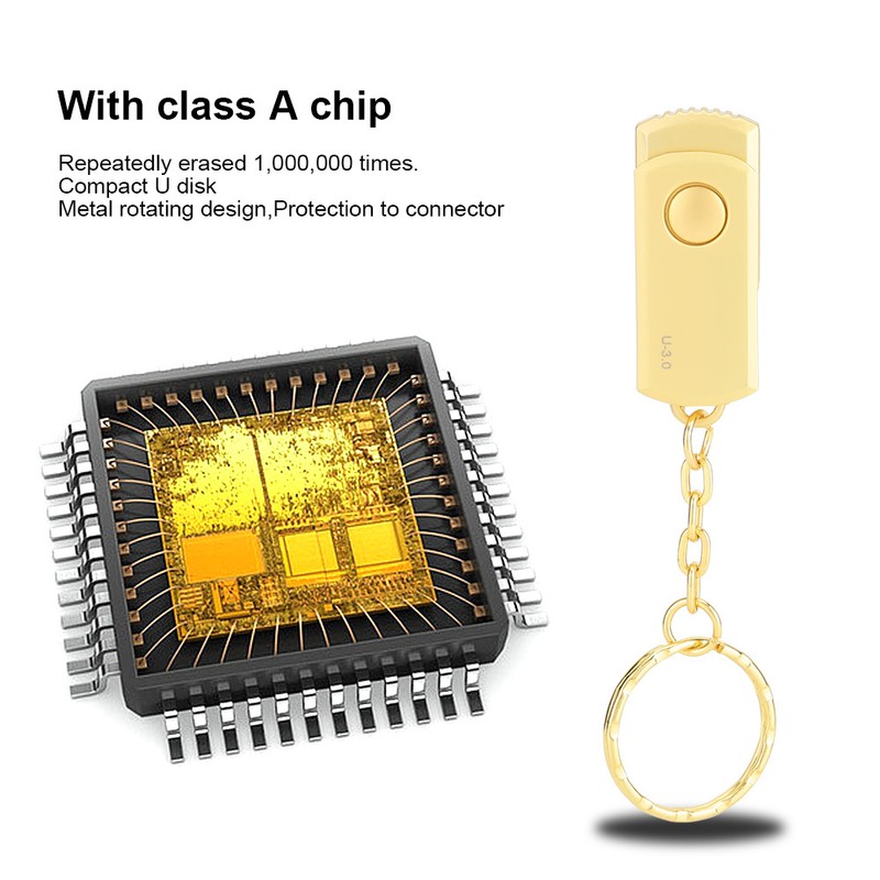 Gold Metal Rotating U Disk with USB Interface for Windows