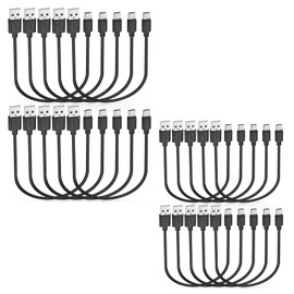 Short USB A to USB C Cable 1ft 20-Pack Bulk, Type C Fast Charging Cord Multipack, Black