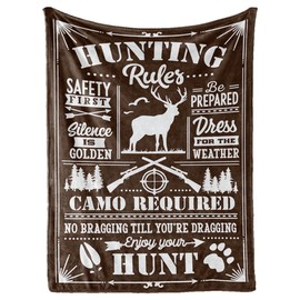 Hunting Gifts for Men Blanket Throw - Gifts for Hunters Dad Kids Women Birthday Christmas - Deer Hunter - Hunting Rules, 50" x 65"