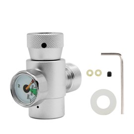 POCREATION Co2 Cylinder Adapter, Soda Maker Cartridge Adapter, Co2 Refill Adapter with Adjustable Valve Pin Compatible with Sodastream Tanks(with Meter-Silver)