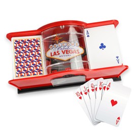 DONGKIKI Card Shuffler, 2 Decks Card Shuffler, Manual Card Shuffler, Plastic Shuffler for Playing Cards up to 91 mm, UNO, Texas Holdem Blackjack (Red)