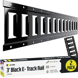 DC Cargo Mall E Track Tie Down Rail Kit 3' (2 Pack) for Garages, Vans, Trailers, Motorcycle Tie Downs, ATV Mountings - Powder-Coat Black - Secure Cargo & Heavy Loads Up to 2,000 lbs
