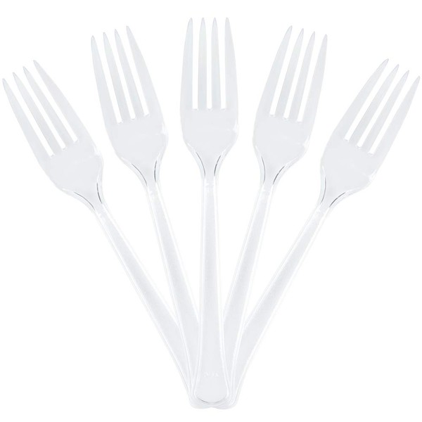 JAM PAPER Premium Utensils Party Pack - Plastic Forks - Clear - 48 Disposable Forks/Pack