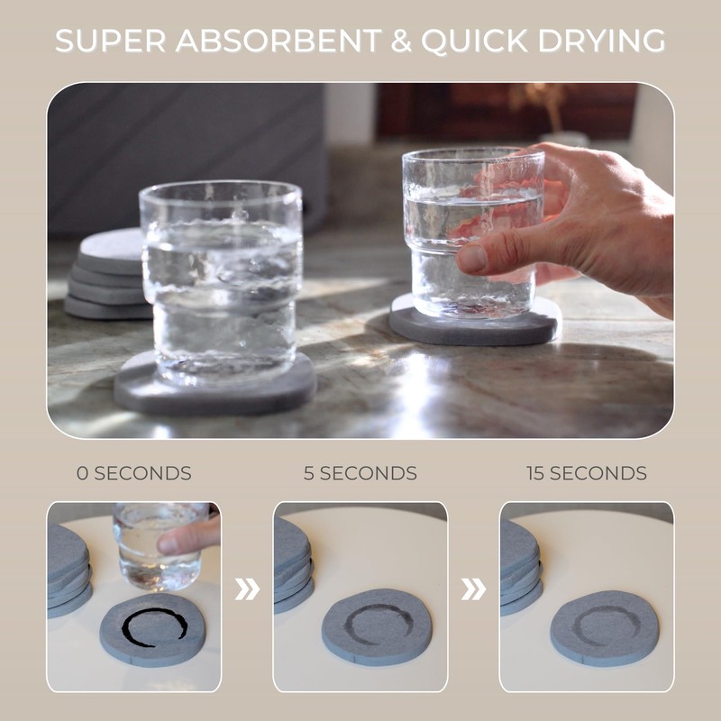 Natureva Home - Stone Coasters, Set of 6 | Super