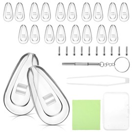10 Pairs Replacement Nose Pad Eyeglasses Nose Pad Super Soft Eyeglass Noses Pads Clear Silicone Noses Pieces Replacement Repairing Kit with 3 in 1 Mini Screwdriver Glasses Sunglass Cleaning Cloth
