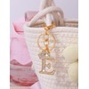 [Looking] Women Keychain Cute Stylish Alphabet Key Ring Pink Initial