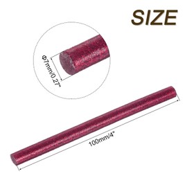 sourcing map 6pcs Mini Hot Glue Sticks for Glue Gun 7mm x 100mm Small Glue Sticks, Glitter Rose Red