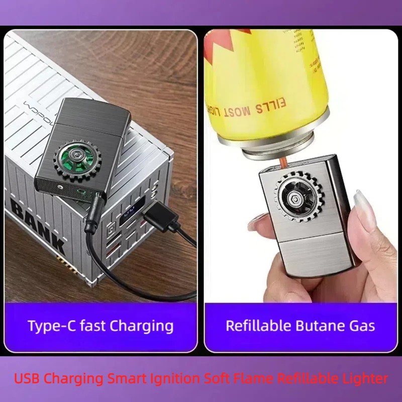 NINSI Smart Butane Torch Lighter, Vintage Soft Flame Lighter, Refillable