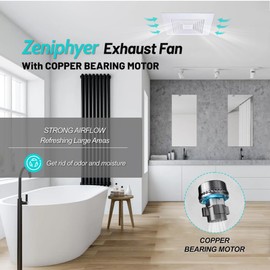 Zeniphyer DC Bathroom Exhaust Fan, 8 Inch Powerful ABS Plastic Ventilation Fan 110 CFM 1.0 Sones Quiet Operation High-Efficiency Exhaust Fan, Ceiling Mount Fan For Home, Office