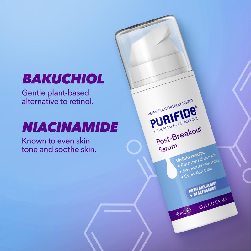 Purifide by Acnecide Post-Breakout Niacinamide Serum with Bakuchiol for Acne