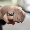 GTHIC Alloy Loyal Wolf Pattern Embossed Couple Rings Engagement Rings