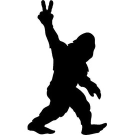 Bigfoot Peace Sign Hand Sasquatch Peace Symbol Vinyl Cutout Rub On Sticker 2.65-by-4.5 Inches (Black)