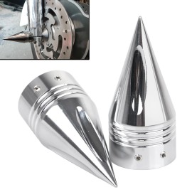 Unbranded Chrome Spike Front Axle Nut Cover Caps For Harley Softail Fat Boy Street Glide