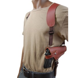 Barsony Horizontal Burgundy Leather Shoulder Holster for Walther PPQ PPX Left