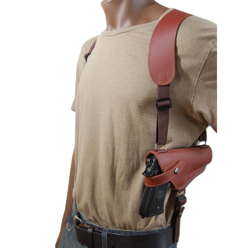 Barsony Horizontal Burgundy Leather Shoulder Holster for Walther PPQ PPX