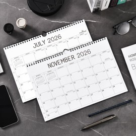 Calendar 2026 - Wall Calendar 2026, from January 2026 to December 2026, Month to View Family Calendar, 32 x 21.5 cm, Thick Paper, Twin-wire Binding, Holidays, Julian Dates, Large blocks