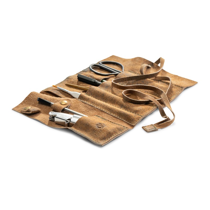 Angus Stoke Leather Roll Bag for Pens, Brushes and Accessories