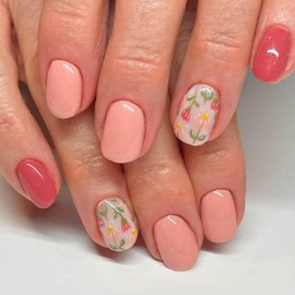 YoYoee 24Pcs-Short Square Press on Nails - Solid Color Nails False Nails | Tulip Fake Nails for Women Elegant & Durable Artificial Nails for Instant Manicure