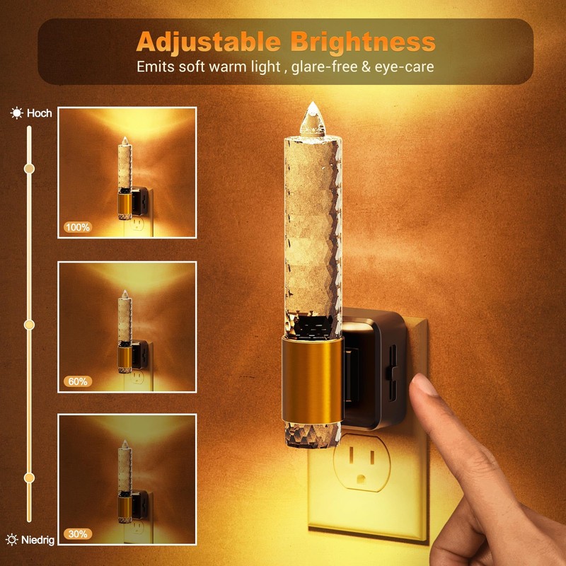 JandCase Night Light, Candle Amber Night Lights Plug into Wall
