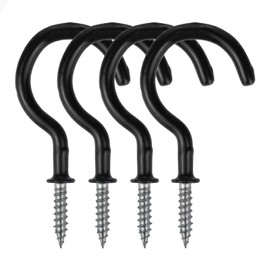 KOFOT Carbon Steel Vinyl Coated Screw Hooks, 20 Pack, 2.9 Inches, Black, Indoor & Outdoor Plant Hooks