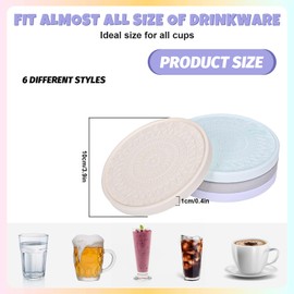 Whaline Absorbent Stone Coasters Set of 6 with Holder Colored Natural Diatomaceous Earth Drink Coasters Quick-Drying Cup Mat for Home Kitchen Party Table Decor