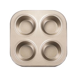 EKDJKK 4-Hole Muffin Pan, Bakeware Non-stick Cupcake Baking Pan Mini Pie Pans, Heavy Duty Carbon Steel Muffin Tray Standard Baking Mold Pan for Oven Baking