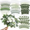 Thiccywoov 250 Pcs Artificial Eucalyptus Leaves Stem Bulk Fake Greenery