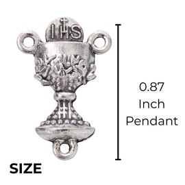 Needzo Chalice with Host Rosary Centerpiece, Communion Eucharist Connector, Religious Jewelry Craft Supplies, 0.875 Inches (Pack of 3)