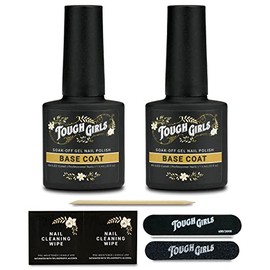 TOUGH GIRLS | Gel Nail Polish Base Coat | Includes Soak-off UV Gel Base Coat, Buffer, File, Cuticle Stick & Nail Wipes (Base Coat | 2-Pack)
