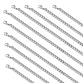 YOUBEIYEE Stainless Steel Cuabn Chains for Jewelry Making Curb Cuban Link Chain Necklace Bulk for Women and Men (10pcs,16inch)