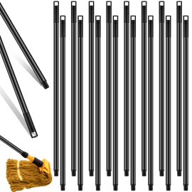 Gisafai 20 Pcs Broom Handle with Threaded Tip Powder Coated Broom Handle Metal Cleaning Pole with Plastic Thread Broom Stick for Floor Brushes Broom Replacement Cleaning Tools Accessories (Black)