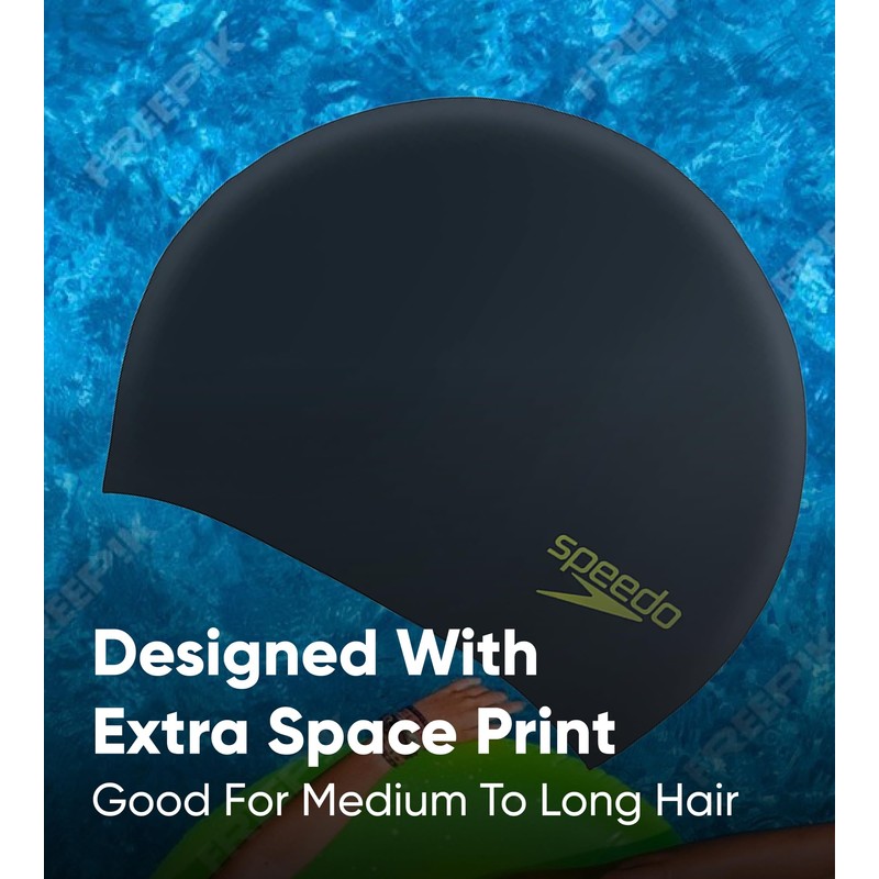 Speedo Kid's Long Hair Swimming Cap, Pink/Blue, One Size