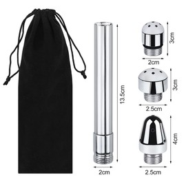 Shower Douche Nozzle Shower Enema Douche Cleansing System 7 Holes Bath Accessories for Colonic Cleanse for Men and Women with 3 Aluminum Shower Heads+ Velvet Carry Bag