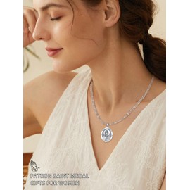 GUANMTY St Bridget Medal Sterling Silver Saint Bridget Medal Pendant Necklace Christian Necklace Catholic Jewelry Religious Gifts for Women